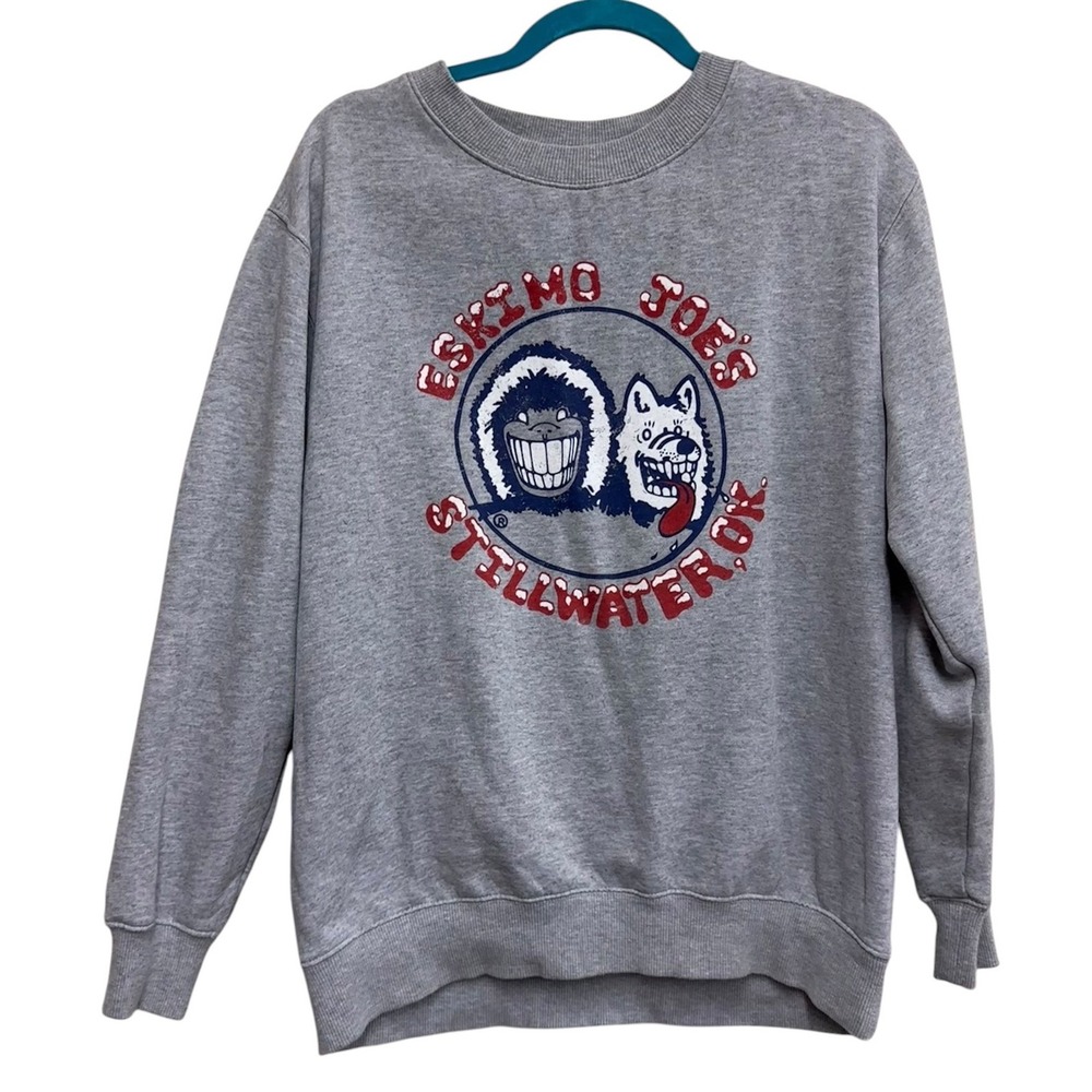 Eskimo Joe's Stillwater Oklahoma Sweatshirt M Gray Classic Logo Crewneck